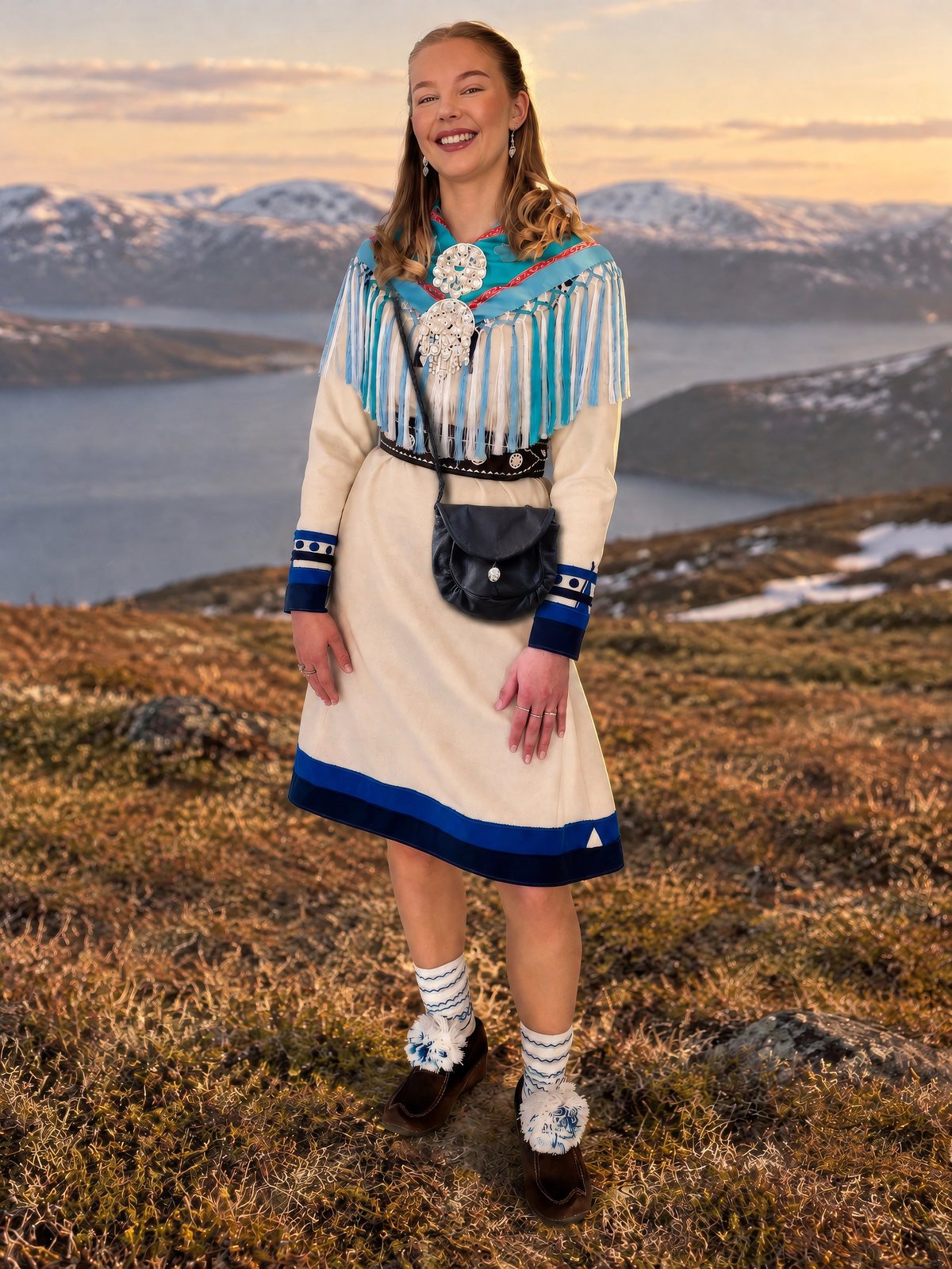Kofteveske båret til kofte i finnmarkslandskap